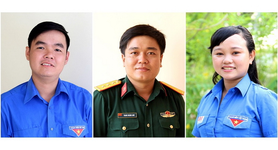 Từ trái qua phải: Châu Ngọc Thư, thượng úy Trang Hoàng Anh và Phạm Thị Bé Thơ.